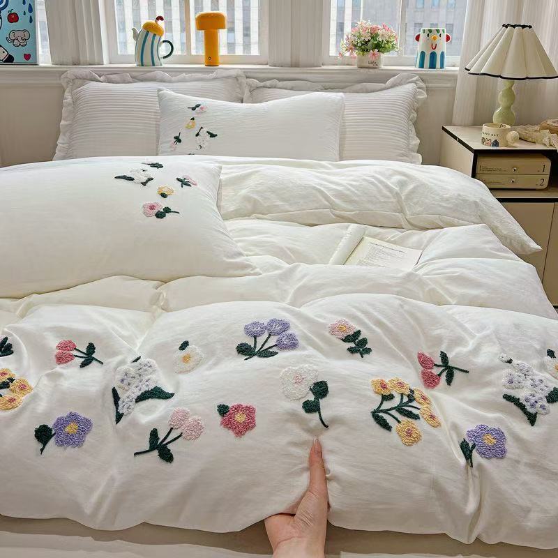 Aesthetic Floral Duvet Cover - Aesthetic Floral Embroidery Duvet Cover Soft