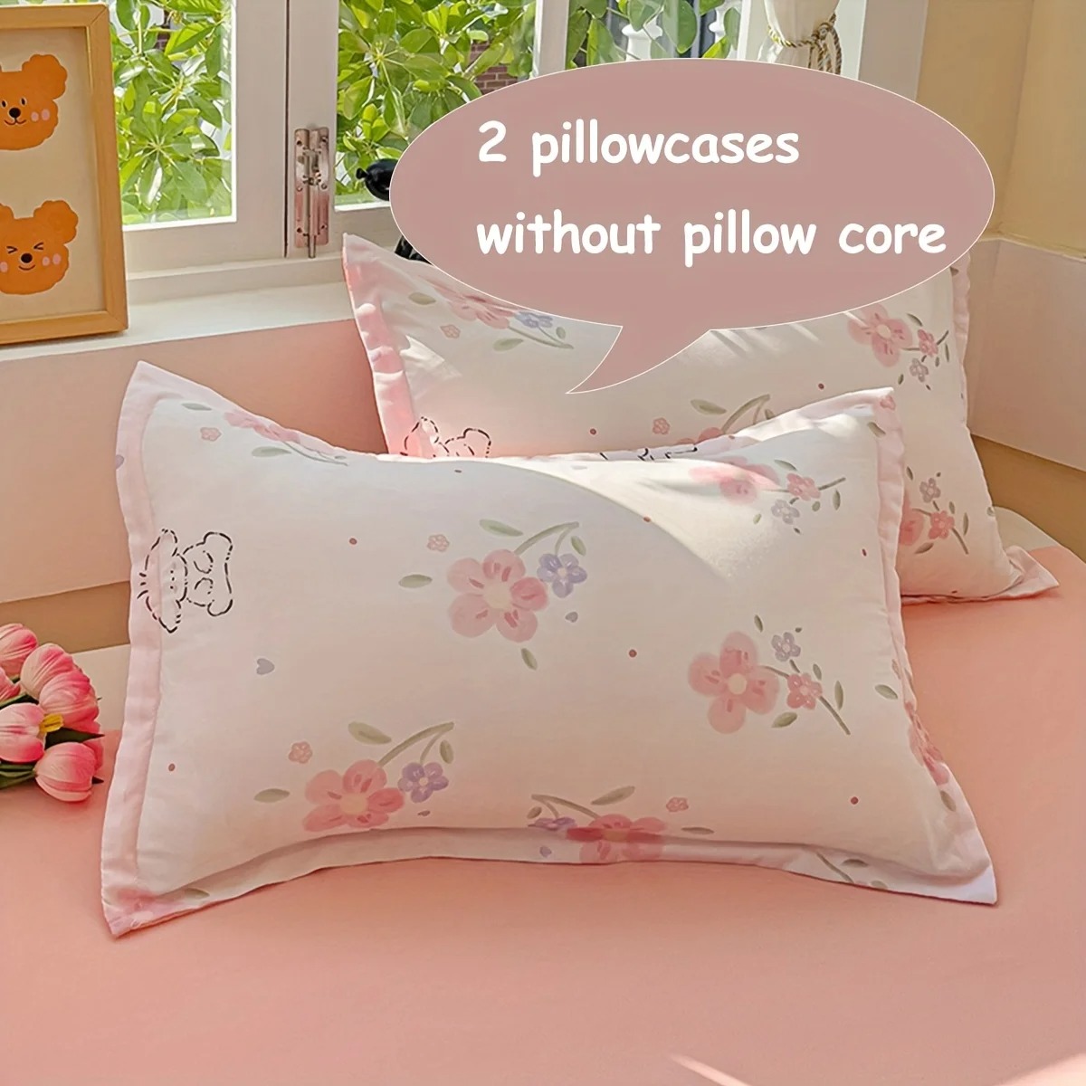4Pcs Soft Plain Floral Plant P - Duvet Cover Sets With Zipper 评论和价格