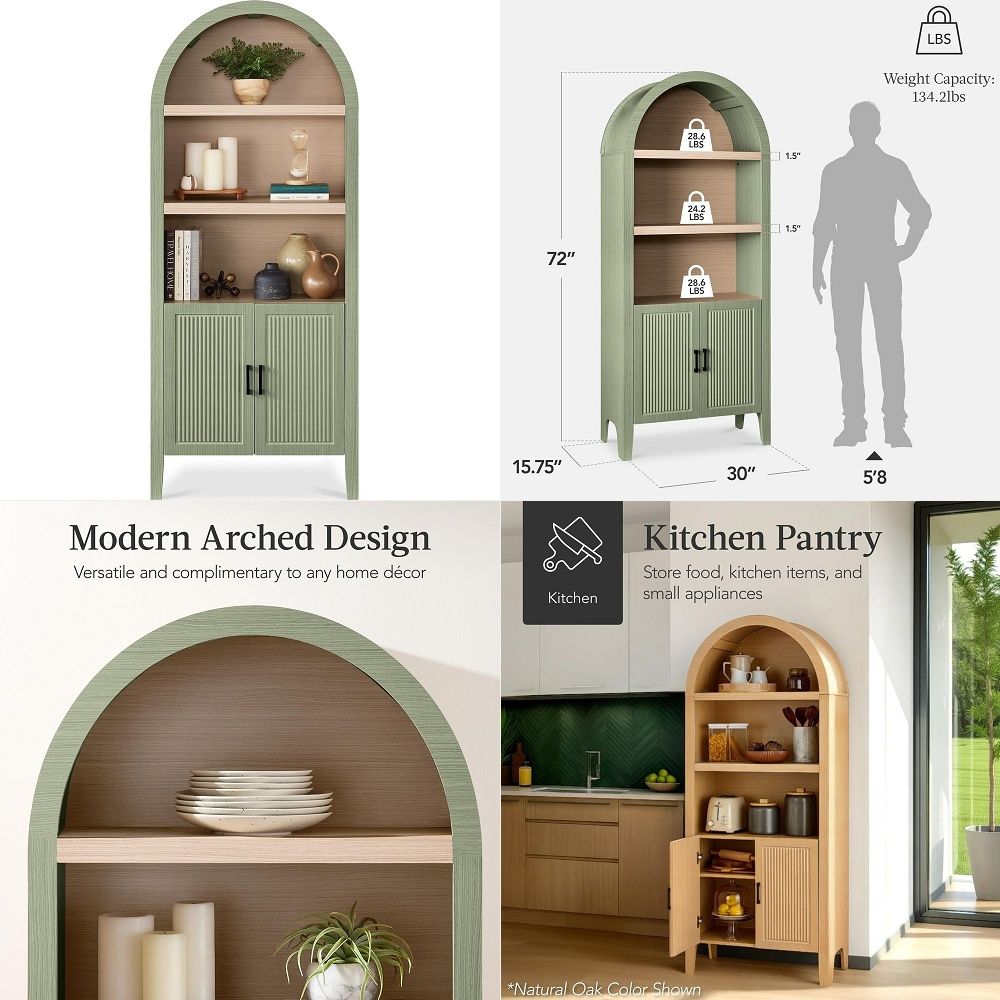 71 Tall Arched Kitchen Pantry, - Kitchen 评论和价格