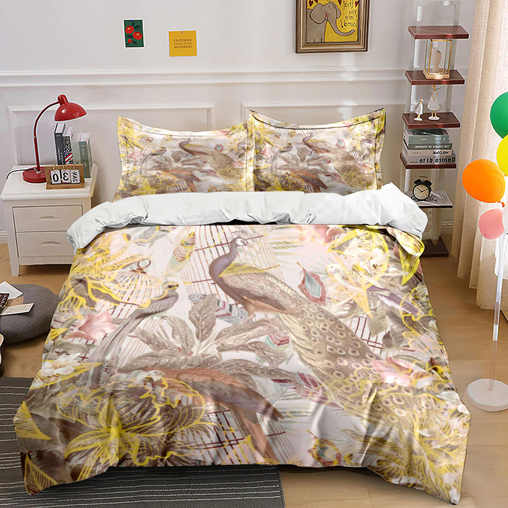 Vintage Peacock Birdcage Beddi - Aesthetic Floral Duvet Cover 评论和价格
