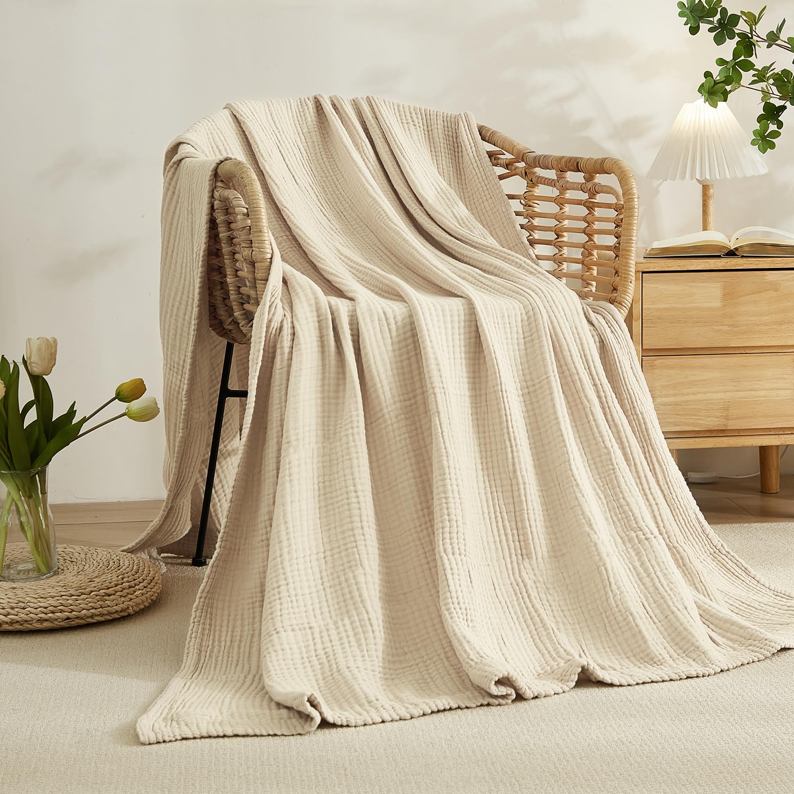100% Cotton Blanket for Bed So - Muslin Cotton Bedspread 评论和价格