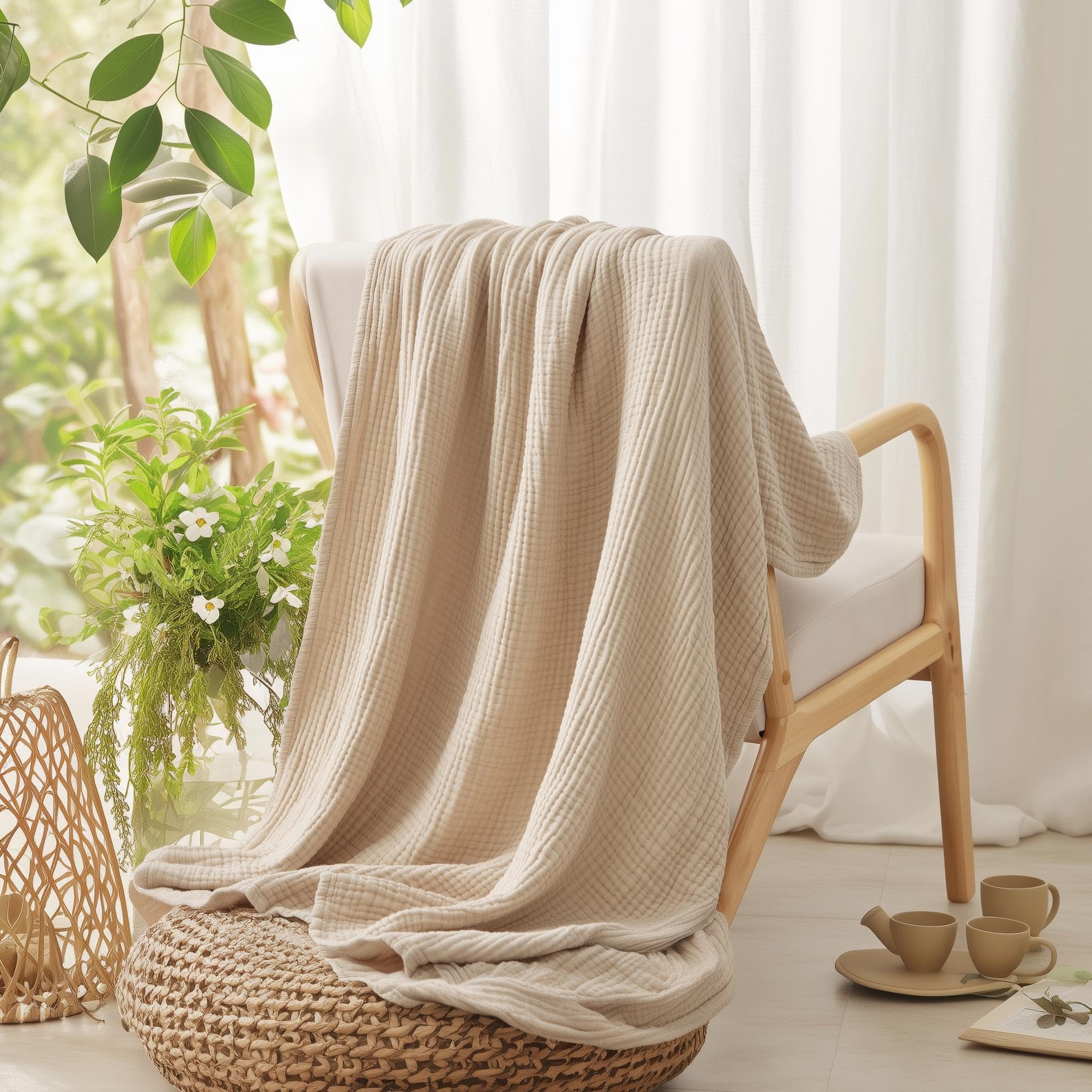 100% Cotton Blanket for Bed So - Muslin Cotton Bedspread 评论和价格