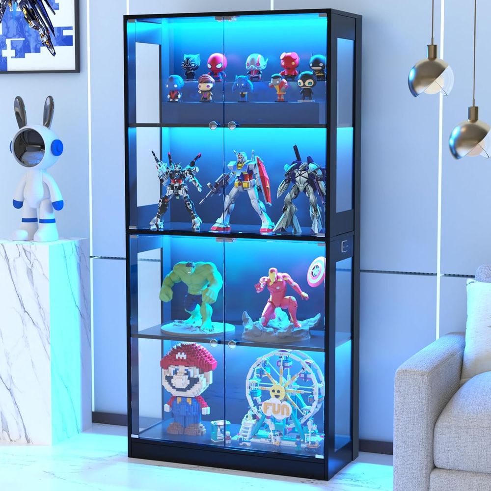 65 Glass Door Display Cabinet, - Lighting 评论和价格