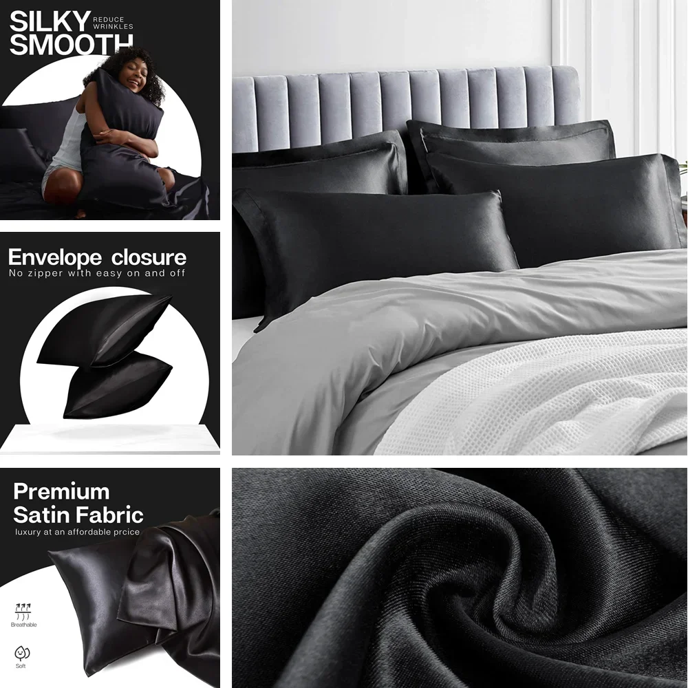 2 Pack Satin Pillowcase for Ha - Satin Silk Pillowcase Hair Skin 评论和价格