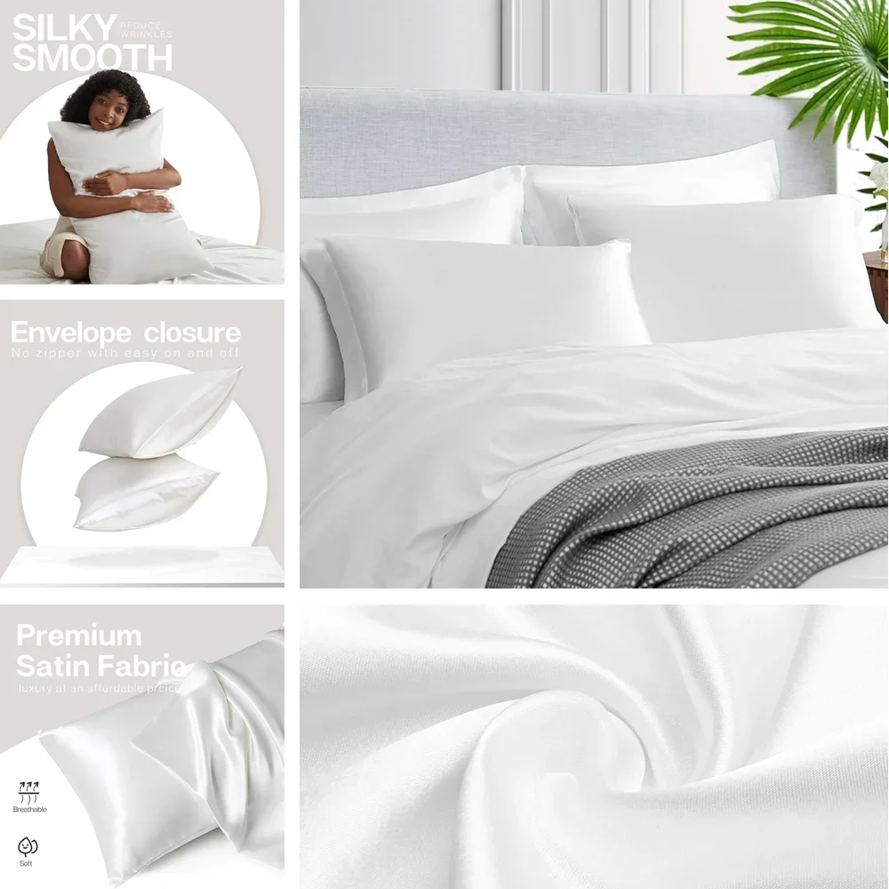 2 Pack Satin Pillowcase for Ha - Satin Silk Pillowcase Hair Skin 评论和价格