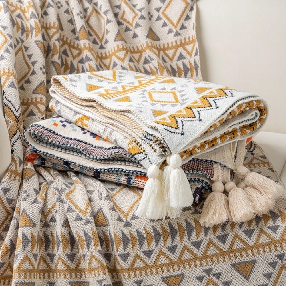 Vintage Chunky Knit Boho Throw - Boho Throw Blanket Fringe 评论和价格