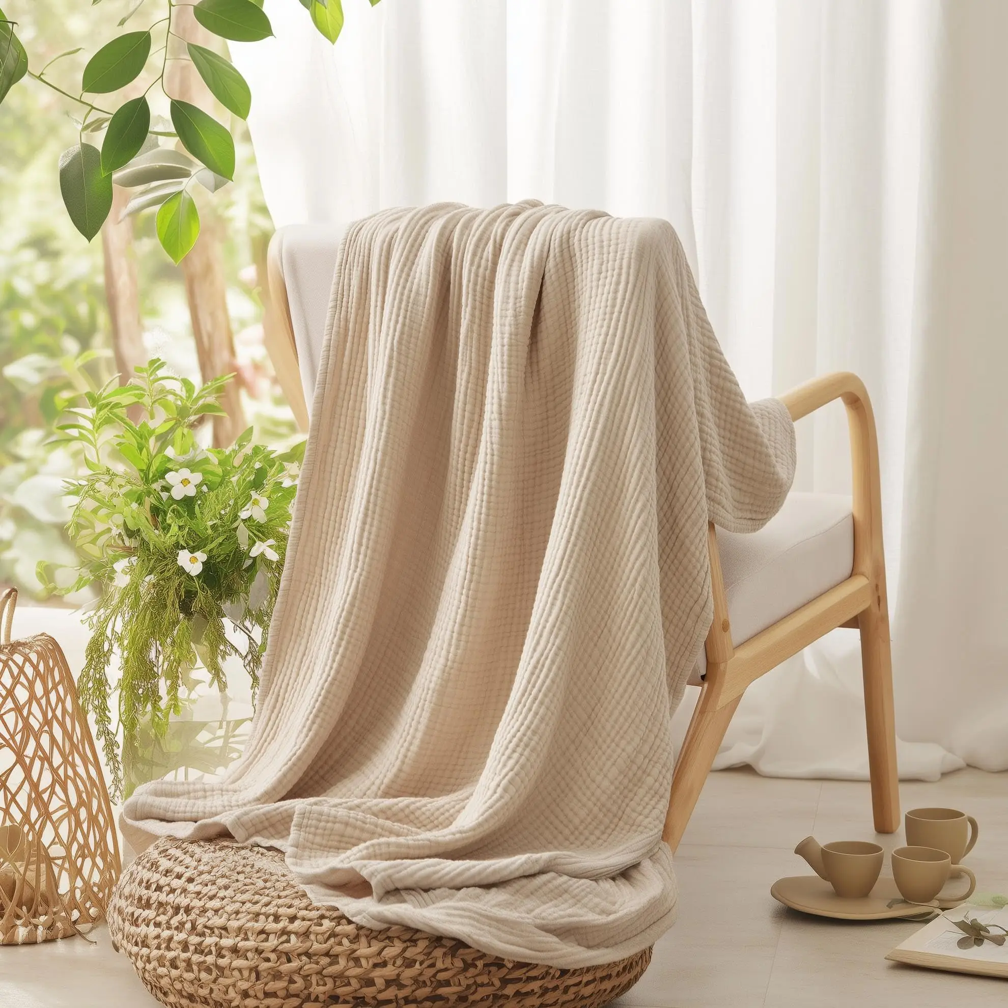 100% Cotton Blanket for Bed So - Muslin Cotton Bedspread 评论和价格