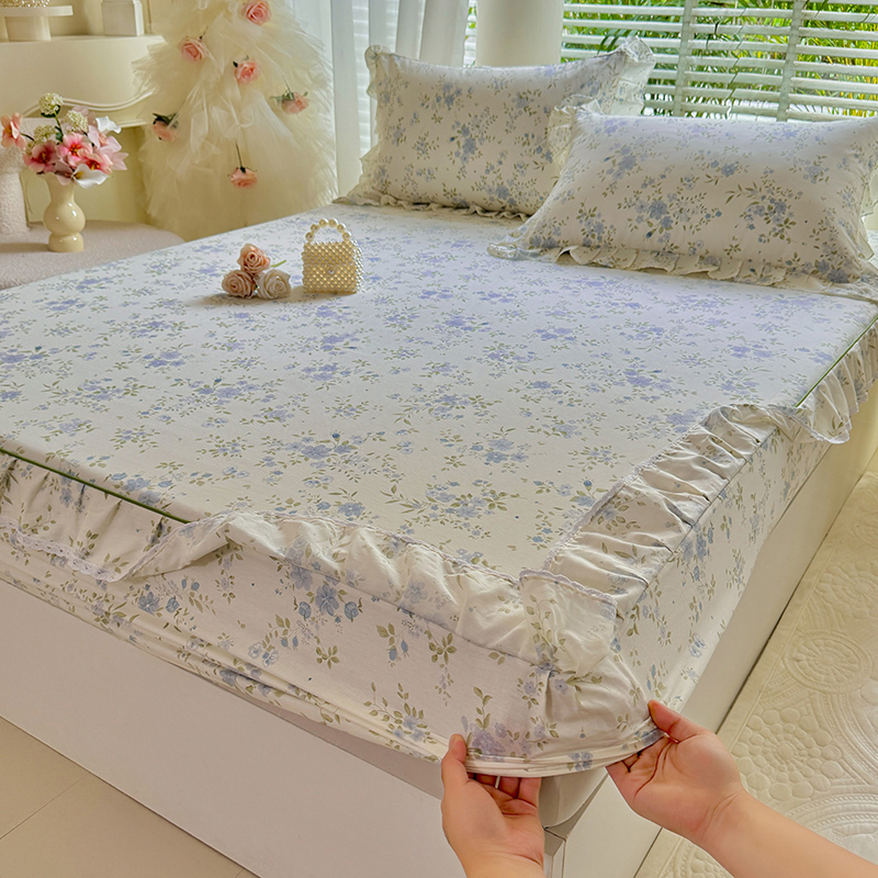 100% Cotton Floral Printed Ruf - Fitted Bed Sheets Deep Pocket 评论和价格