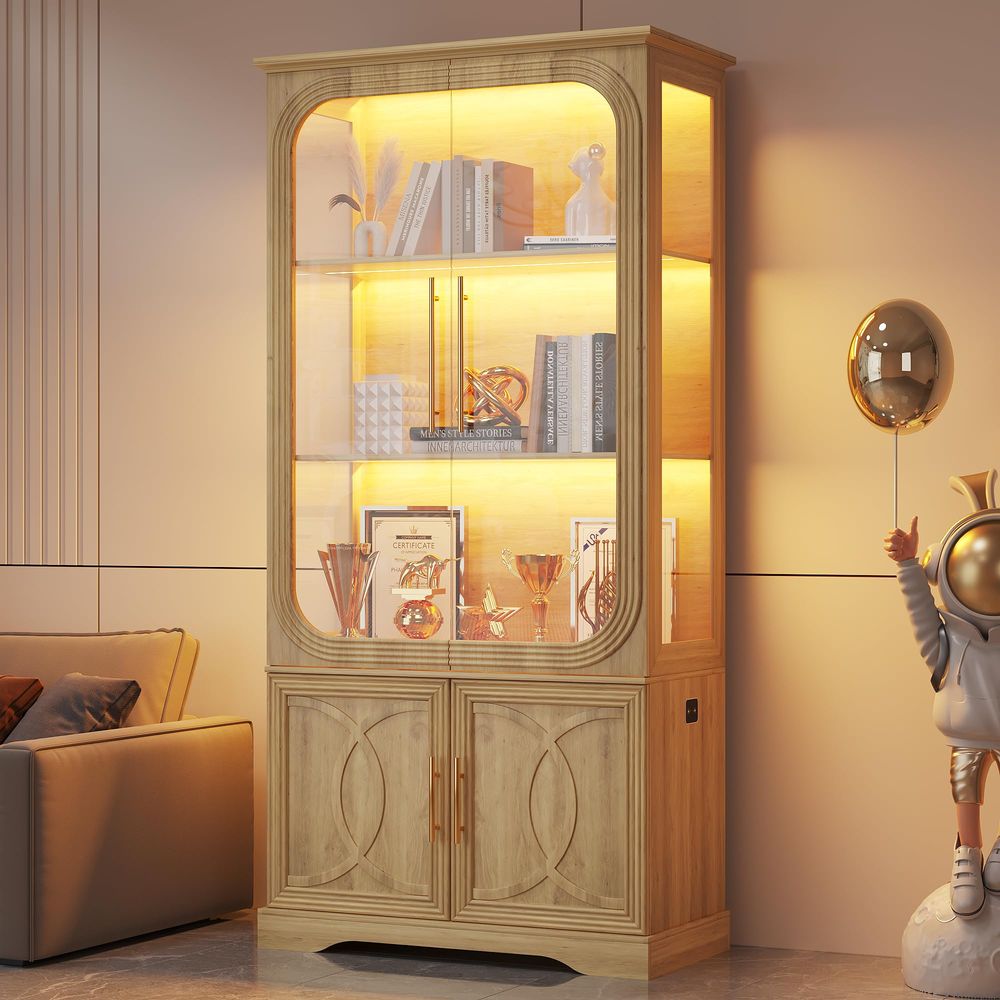 Display Cabinet with Glass Doo - Storage & Organization 评论和价格