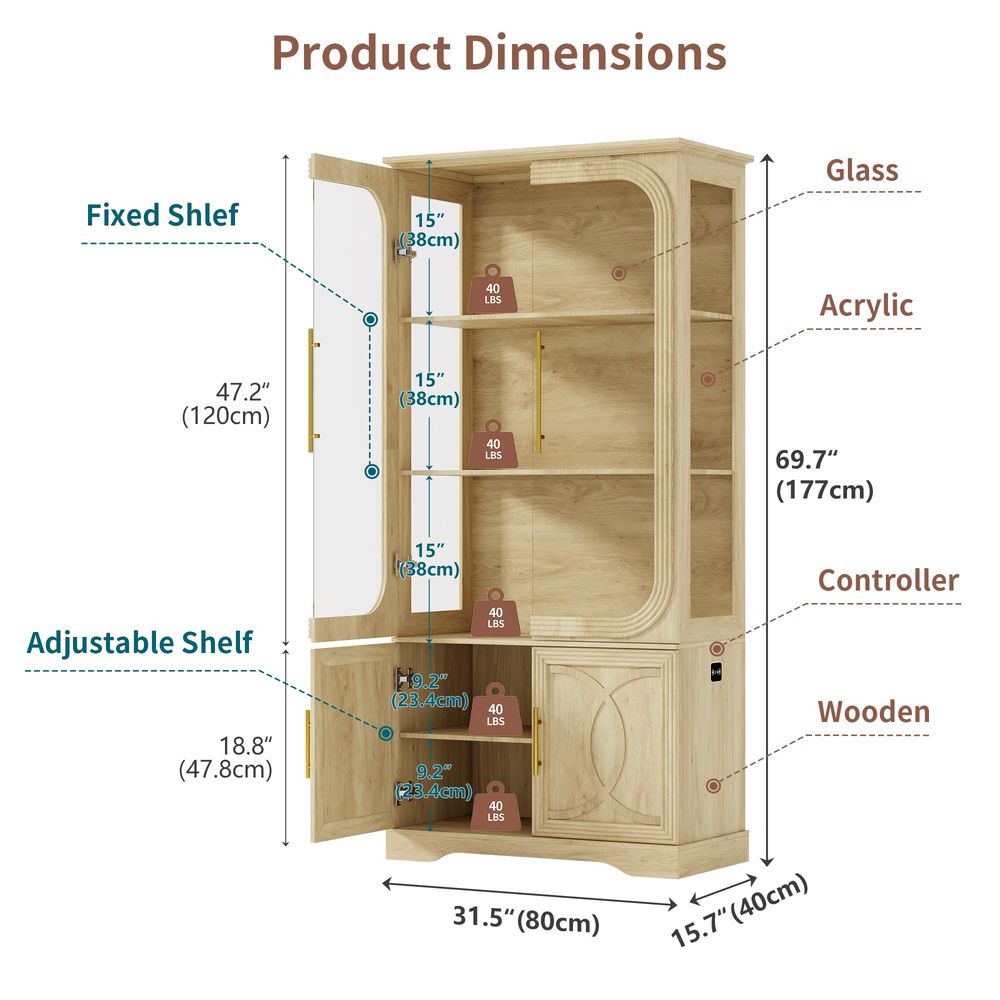 Display Cabinet with Glass Doo - Storage & Organization 评论和价格