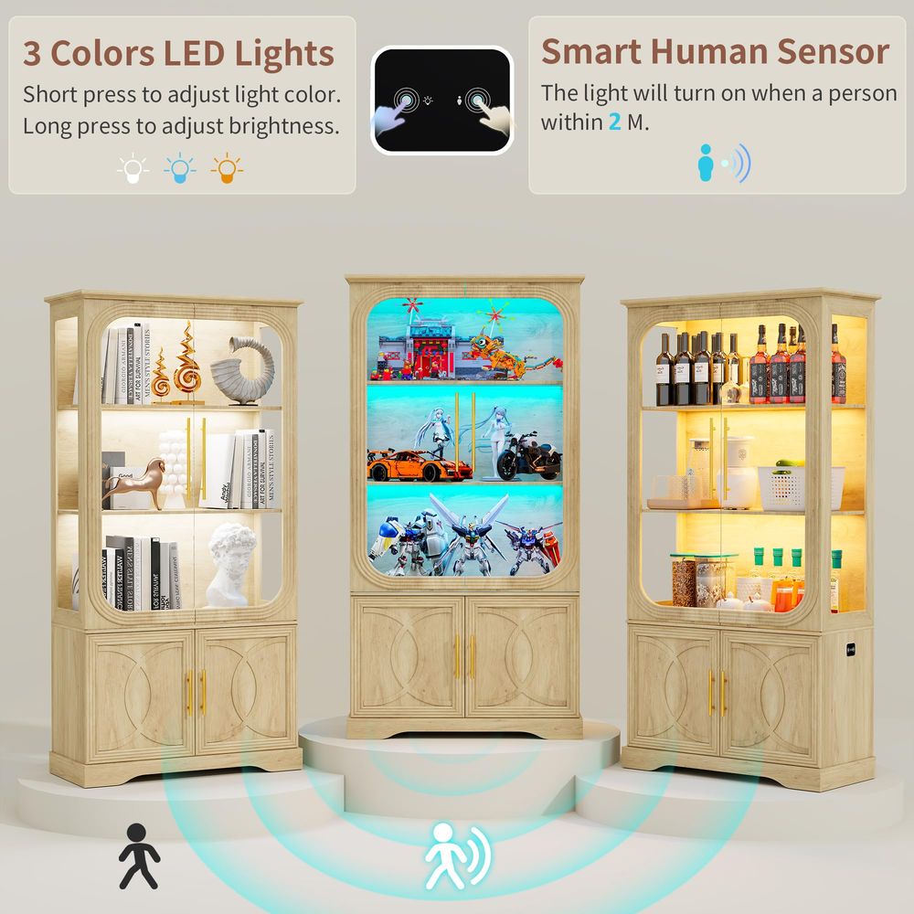 Display Cabinet with Glass Doo - Storage & Organization 评论和价格