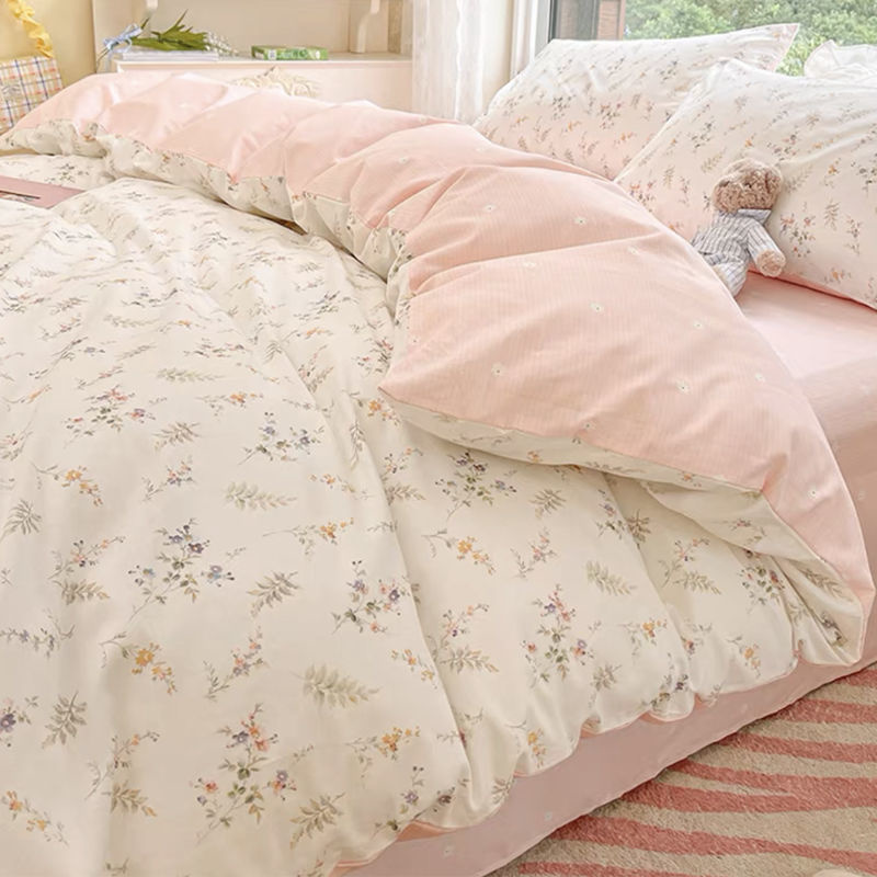 Ins Pink Flowers Bedding Set F - Aesthetic Floral Duvet Cover 评论和价格