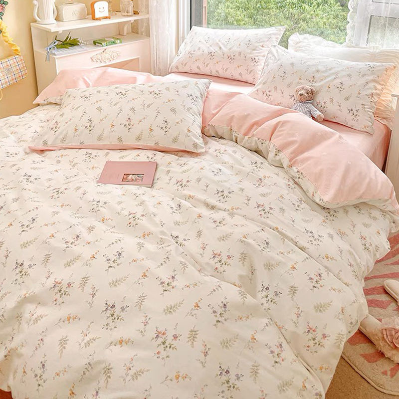 Ins Pink Flowers Bedding Set F - Aesthetic Floral Duvet Cover 评论和价格