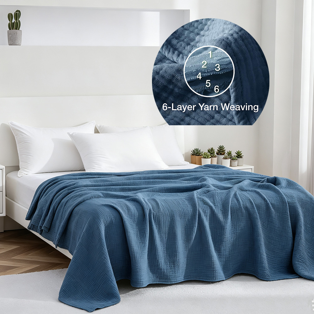 6 Layers Cotton Muslin Blanket - Muslin Cotton Bedspread 评论和价格