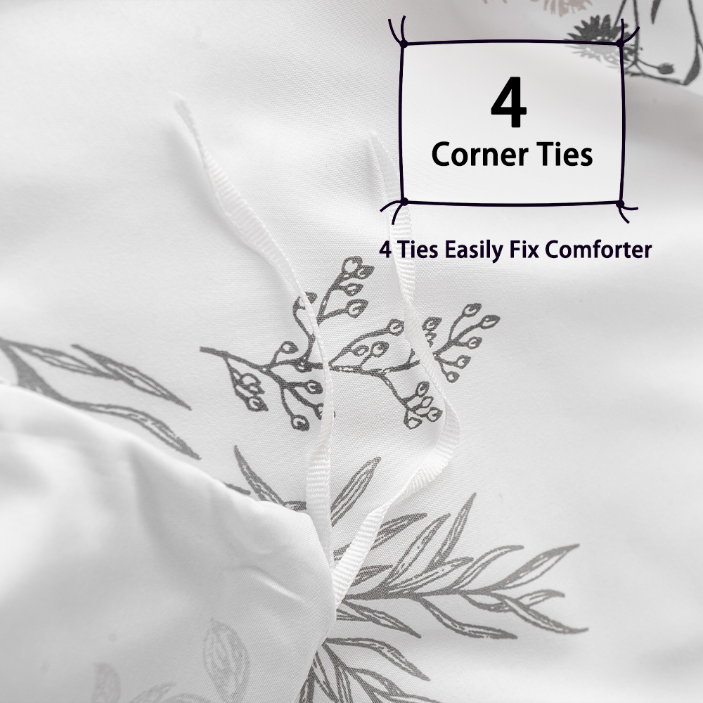 3pcs Subtle Sprig Floral Print - Aesthetic Floral Duvet Cover 评论和价格