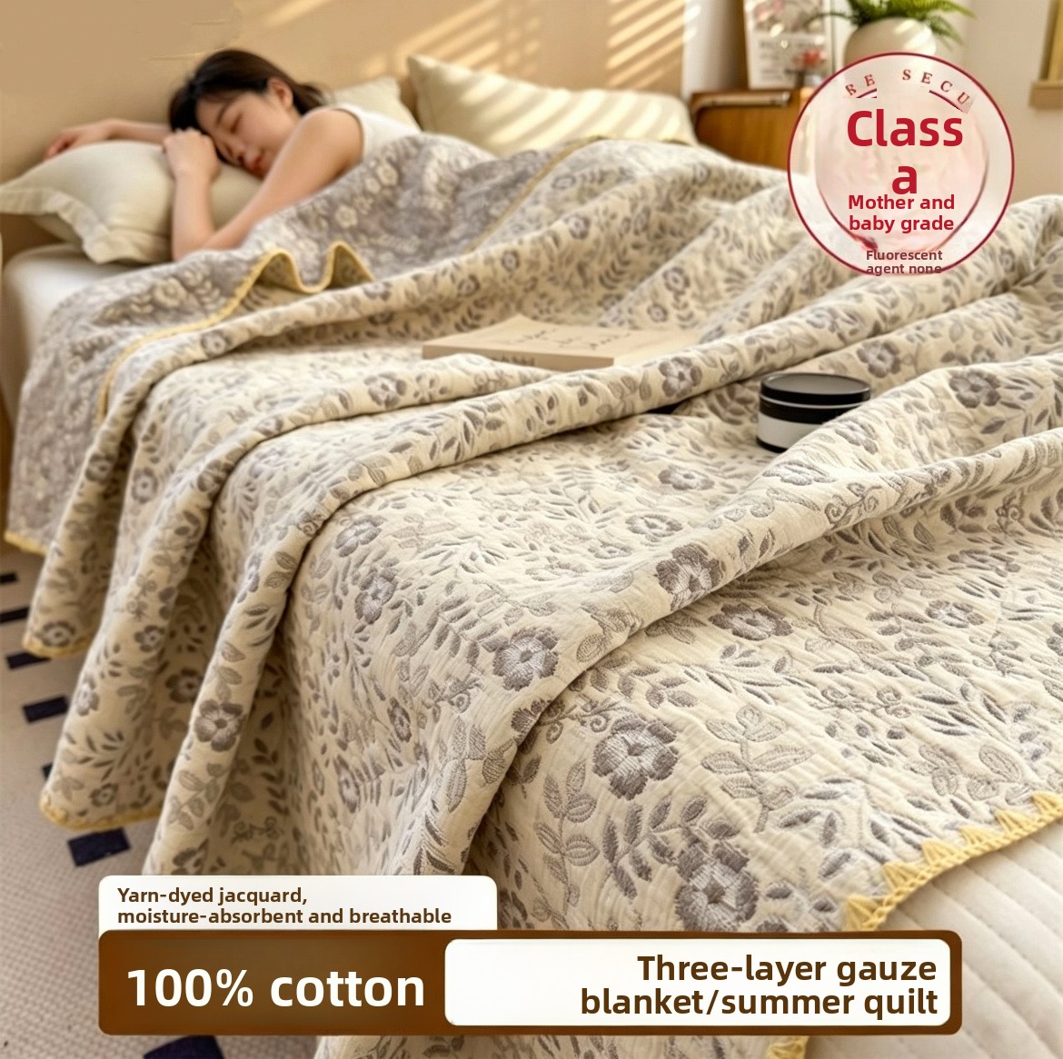 100% Cotton Muslin Blanket Bre - Muslin Cotton Bedspread 评论和价格