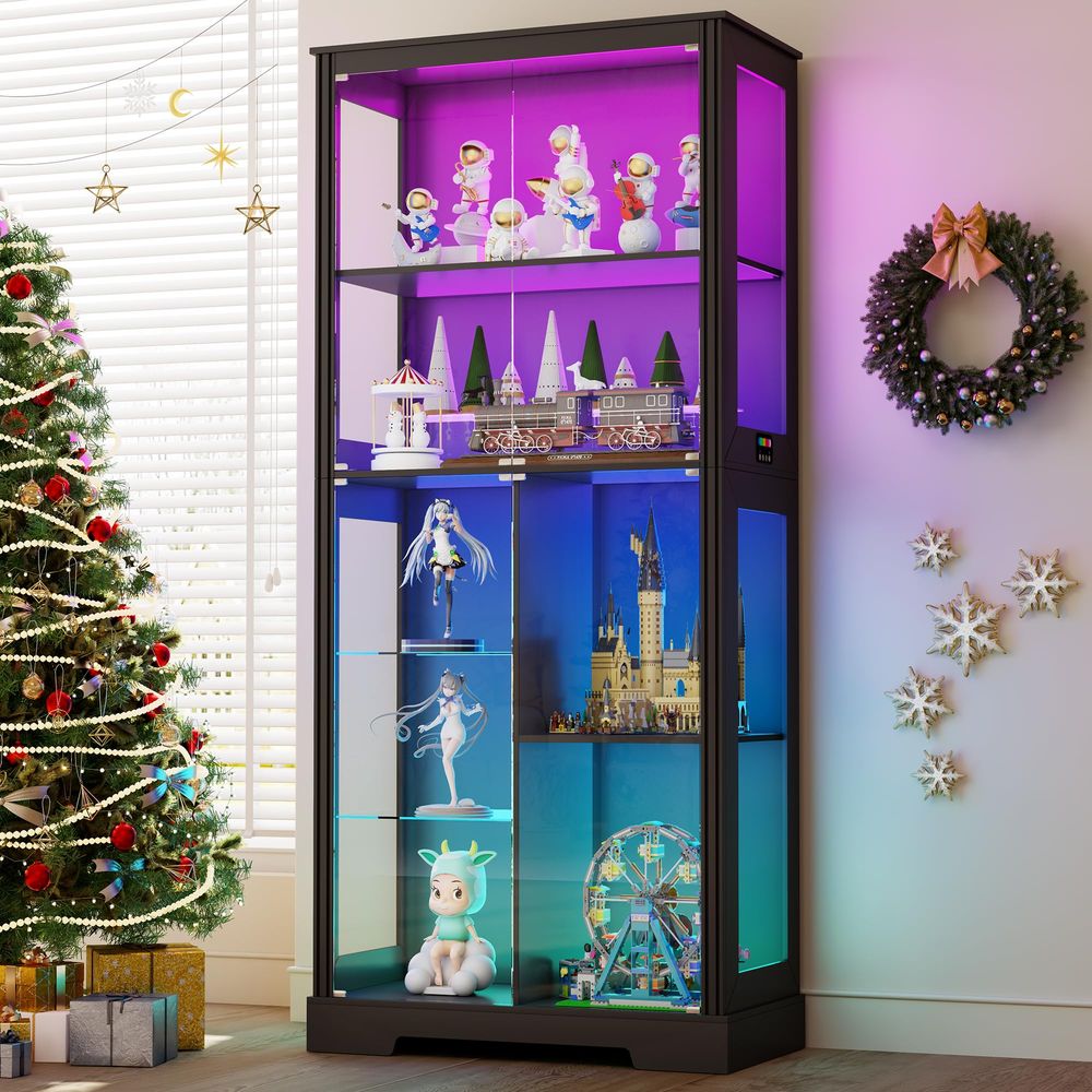 Lighted Corner Display Curio C - Storage & Organization 评论和价格