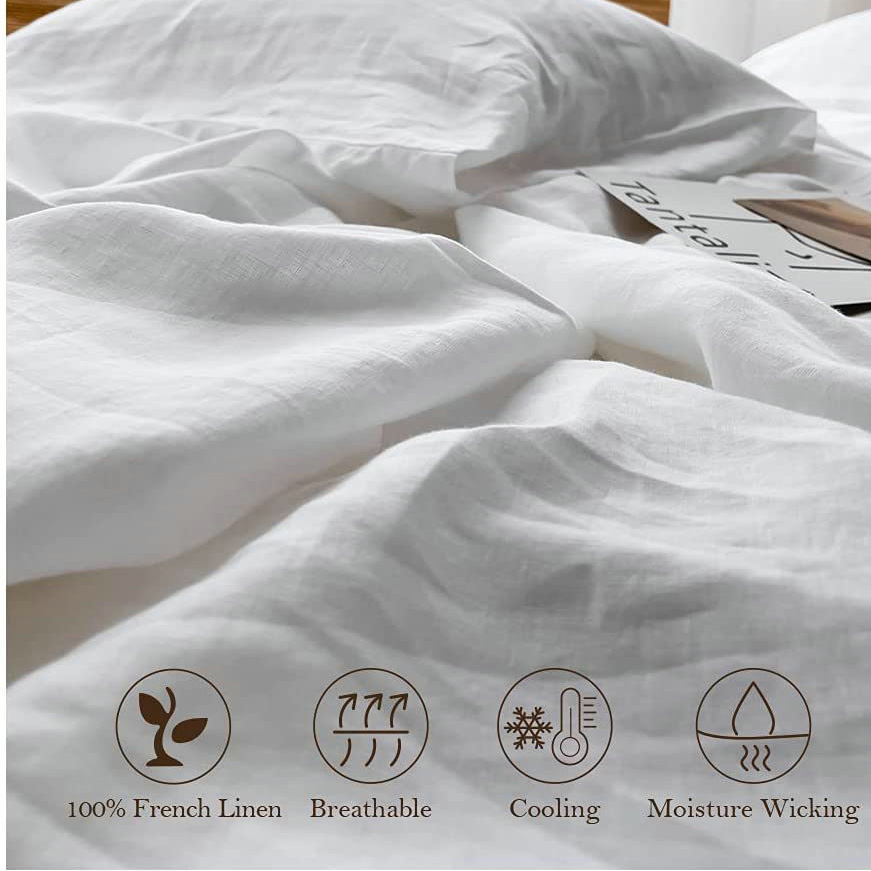 100% Linen Soft Bed Sheets, Qu - Fitted Bed Sheets Deep Pocket 评论和价格