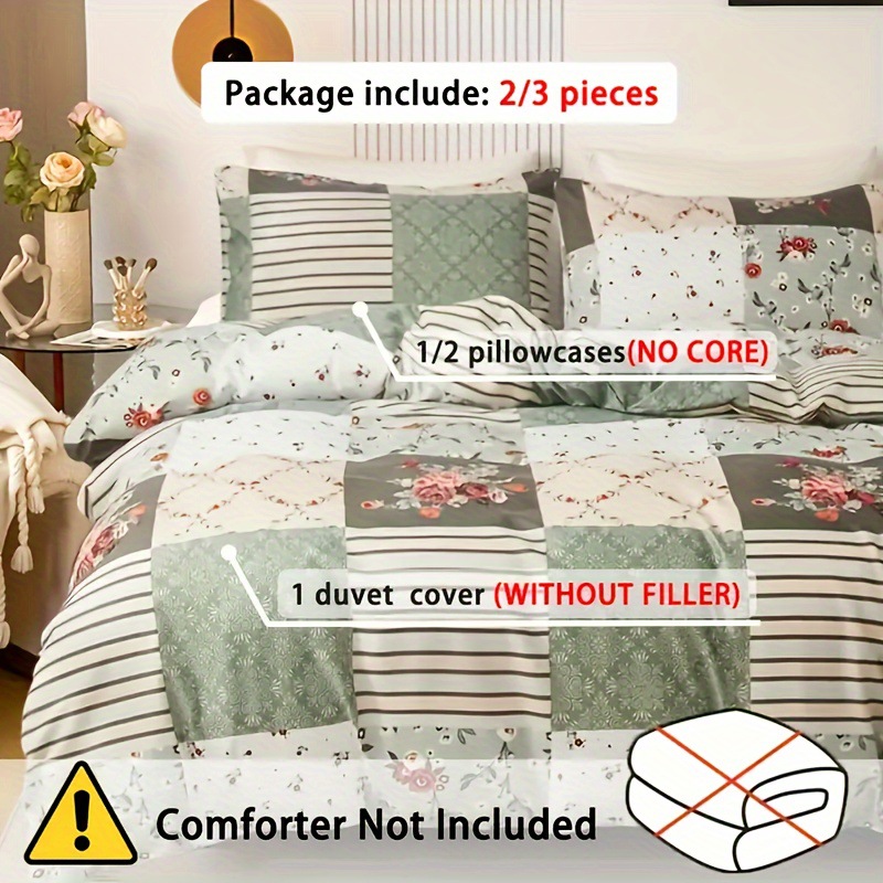 2/3PCS Green Floral Duvet Cove - Aesthetic Floral Duvet Cover 评论和价格