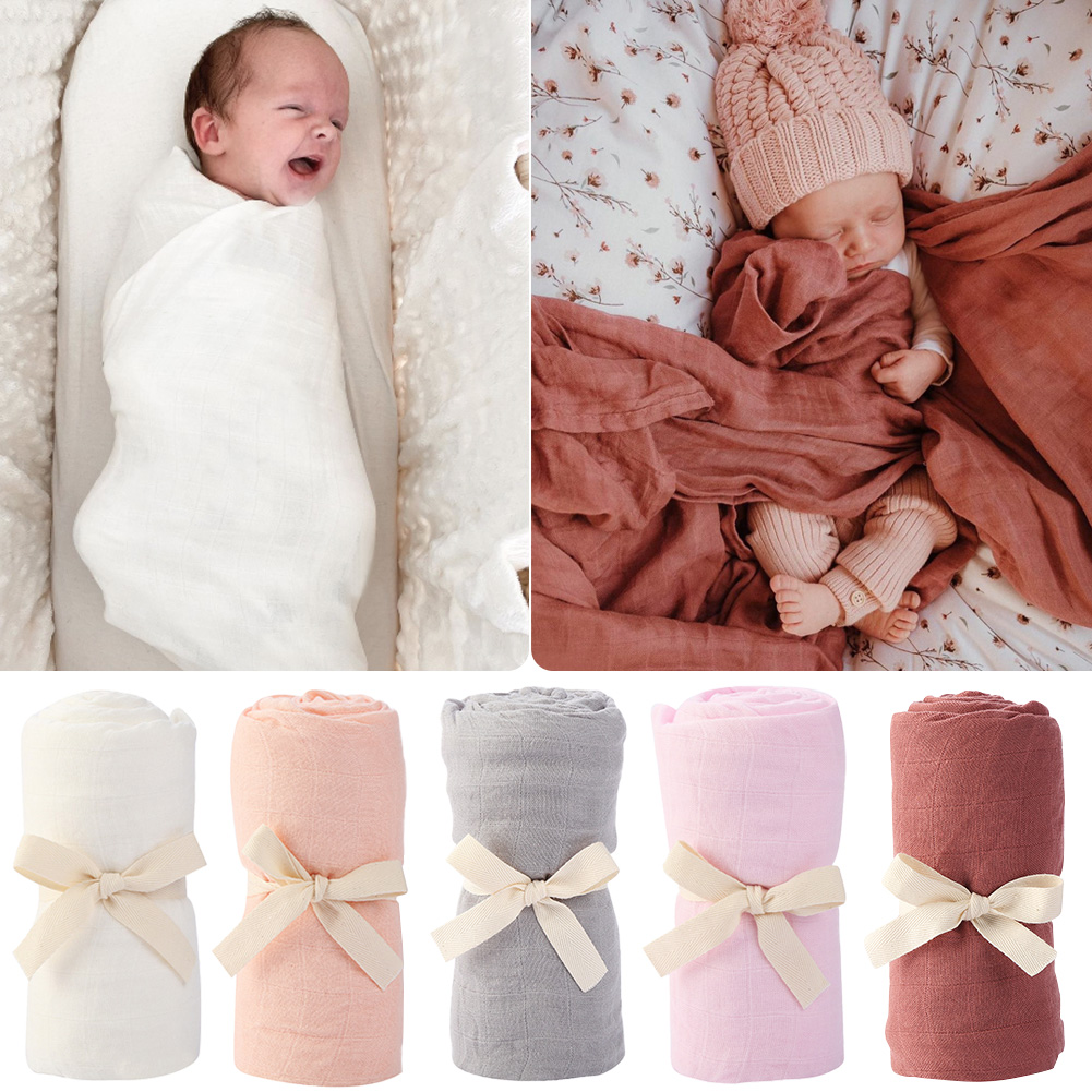 Solid Bamboo Cotton Baby Recei - Muslin Cotton Bedspread 评论和价格