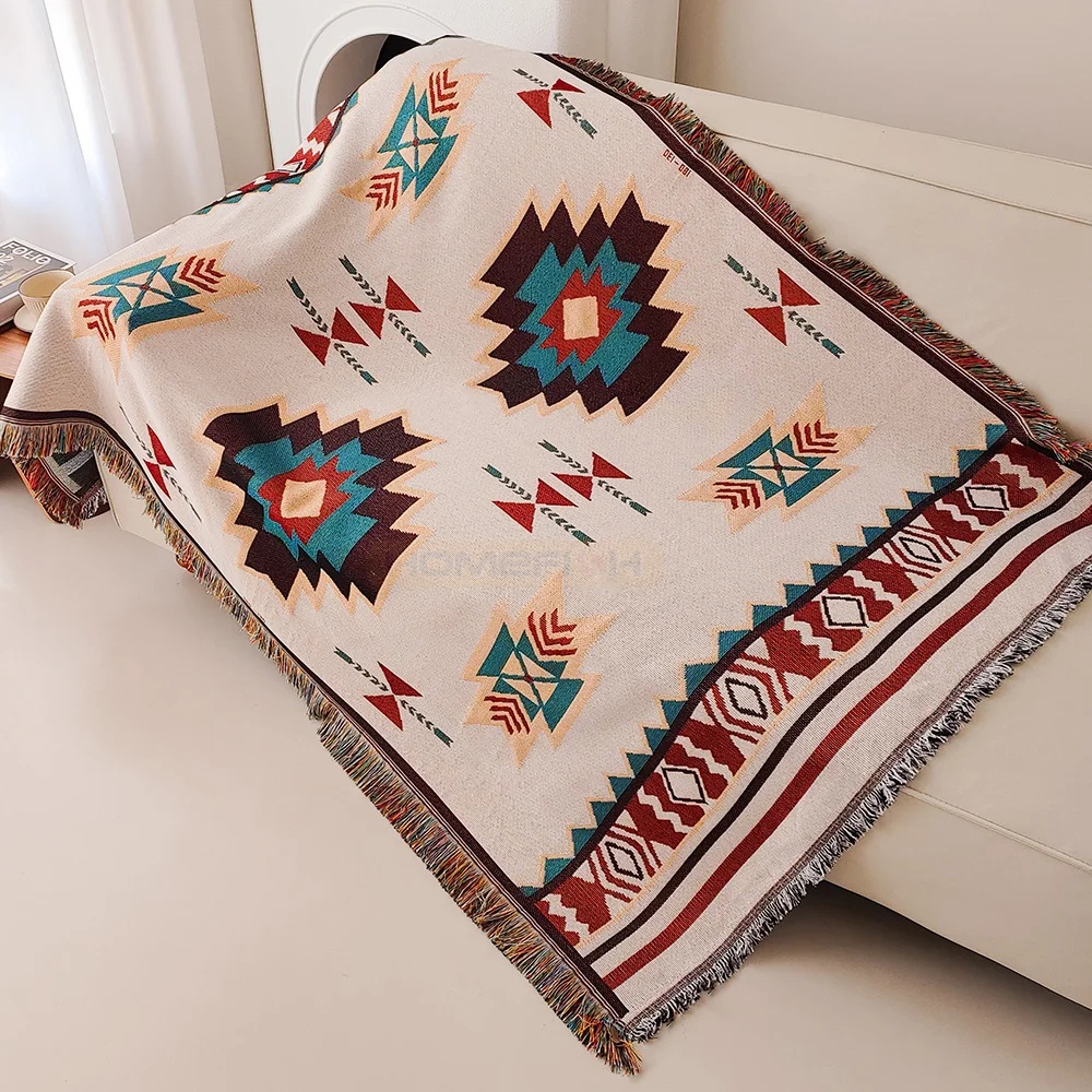 Aztec Blanket Oversized Boho T - Boho Throw Blanket Fringe 评论和价格