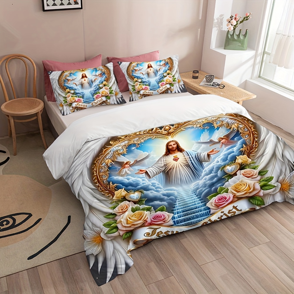 Sacred Devotion Wings Cross Fl - Duvet Cover Sets With Zipper 评论和价格