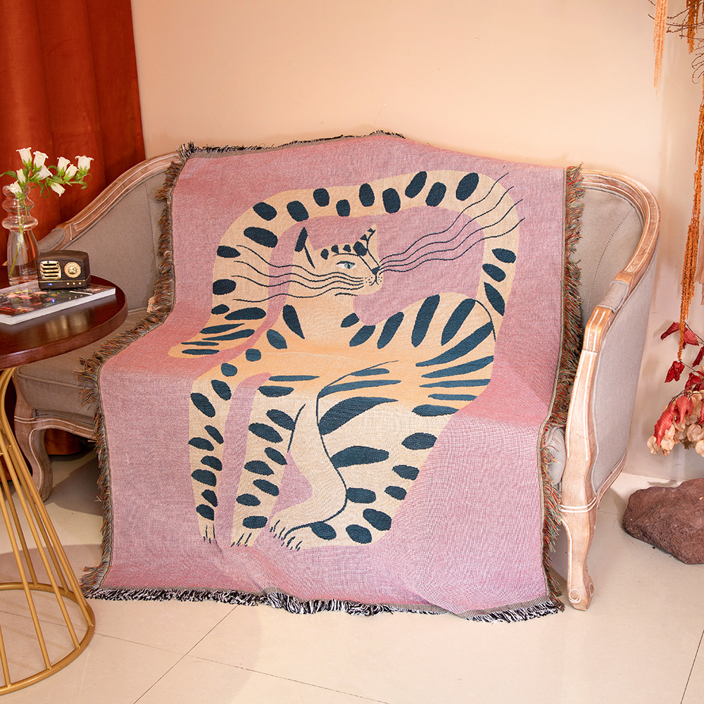 Boho Abstract Cat Jacquard Thr - Boho Throw Blanket Fringe 评论和价格
