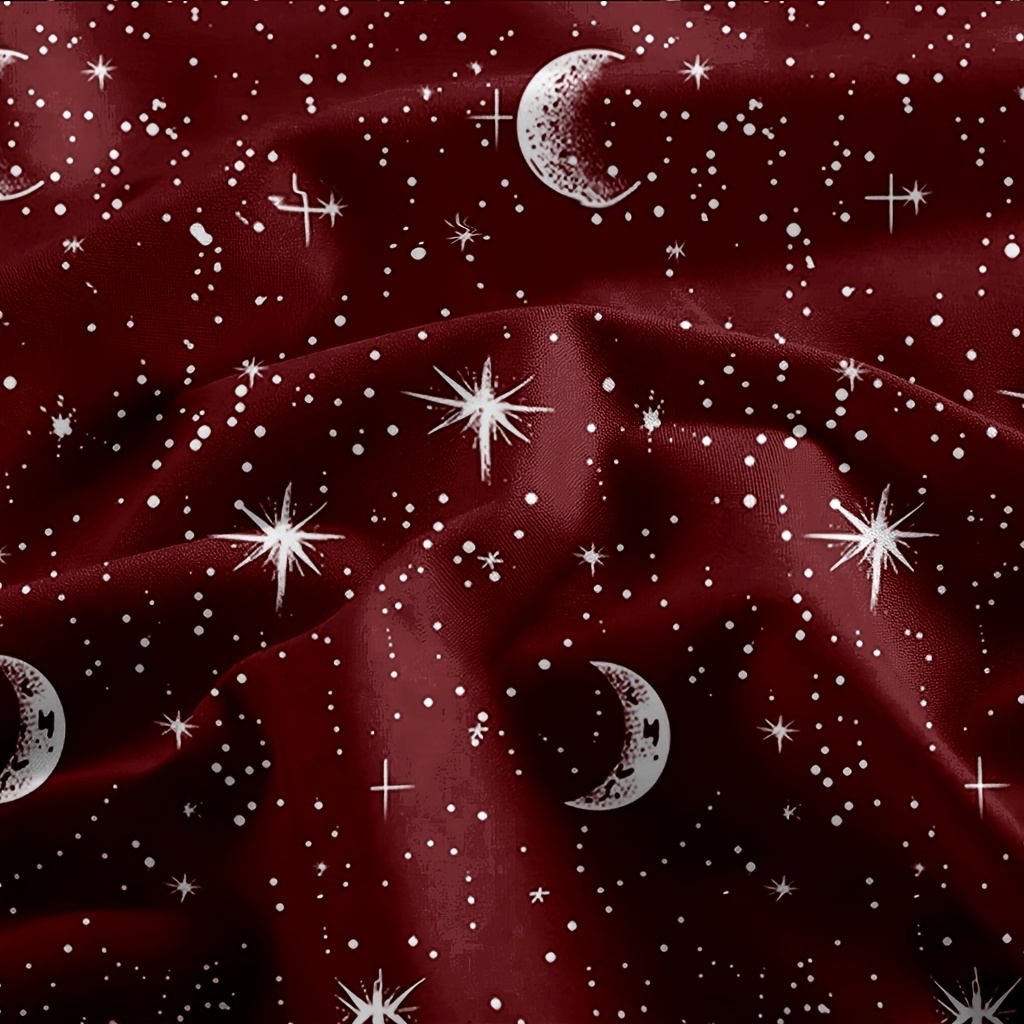 4Pcs Red Moon And Star Print M - Fitted Bed Sheets Deep Pocket 评论和价格