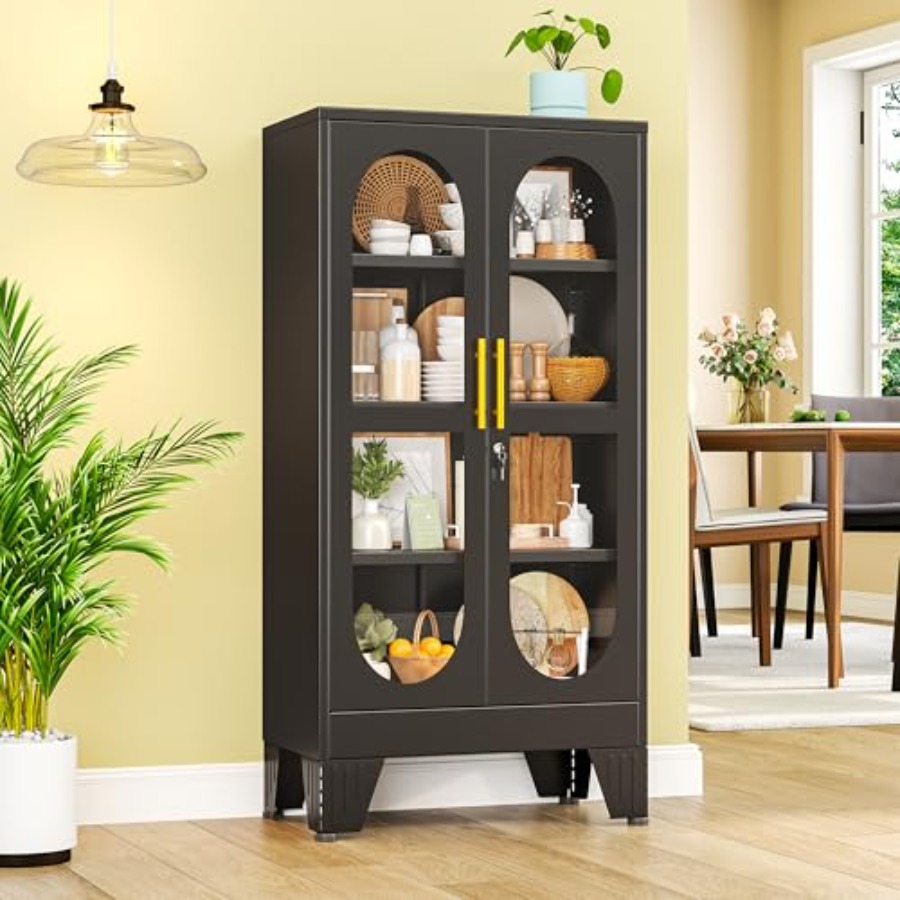 47 H Locking Display Cabinet f - Kitchen 评论和价格