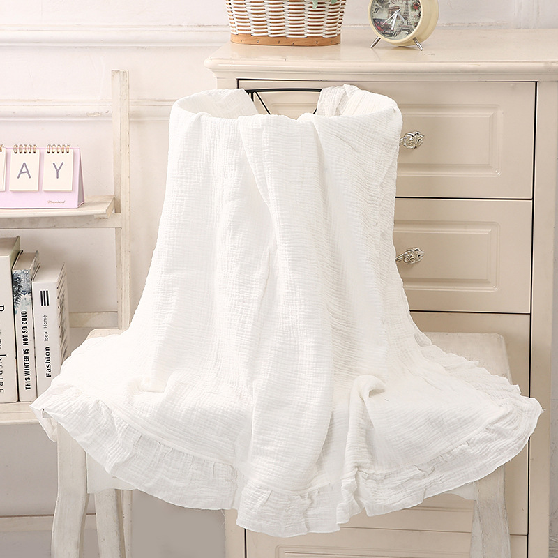 100% Cotton Ruffled Muslin Bla - Muslin Cotton Bedspread 评论和价格