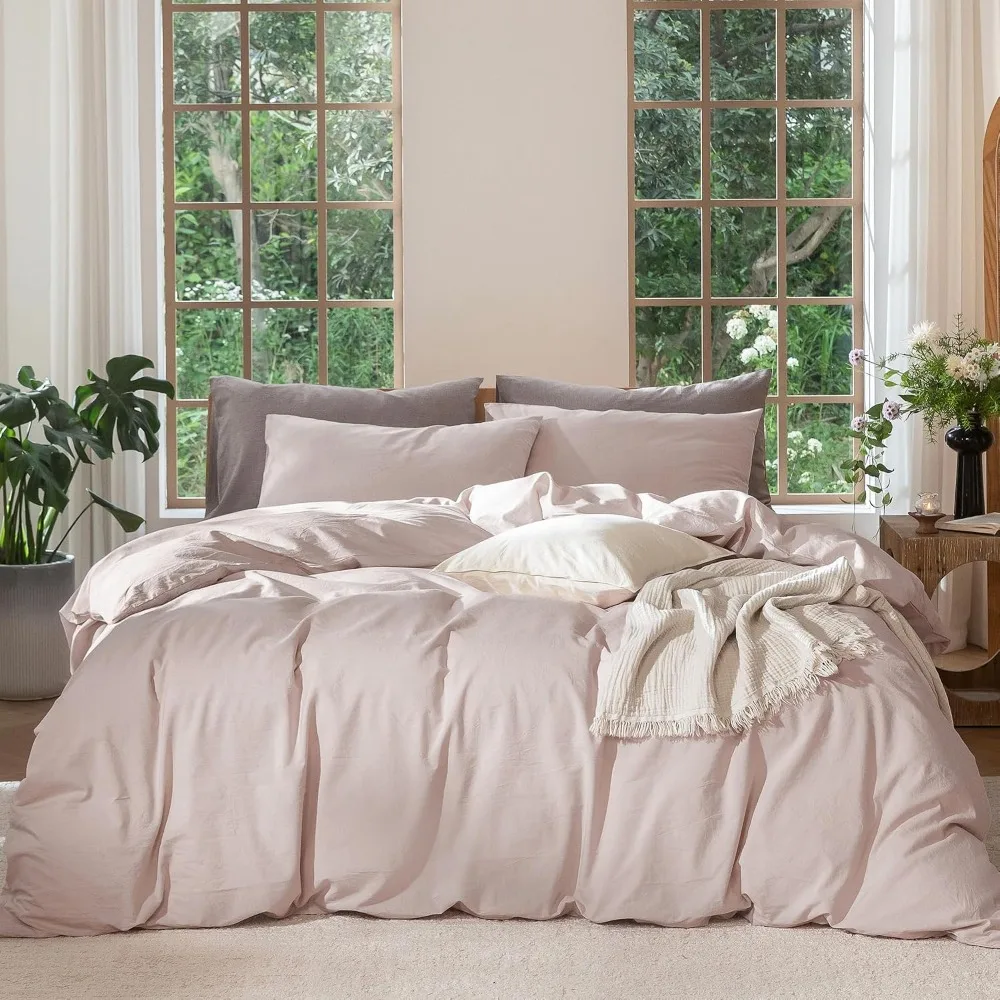 Duvet Cover Set 100% Washed Co - Duvet Cover Sets With Zipper 评论和价格