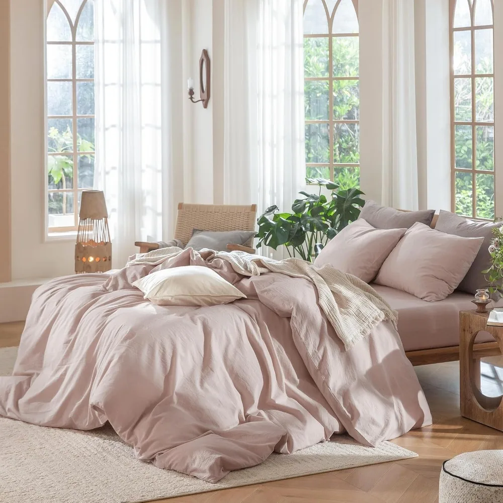 Duvet Cover Set 100% Washed Co - Duvet Cover Sets With Zipper 评论和价格