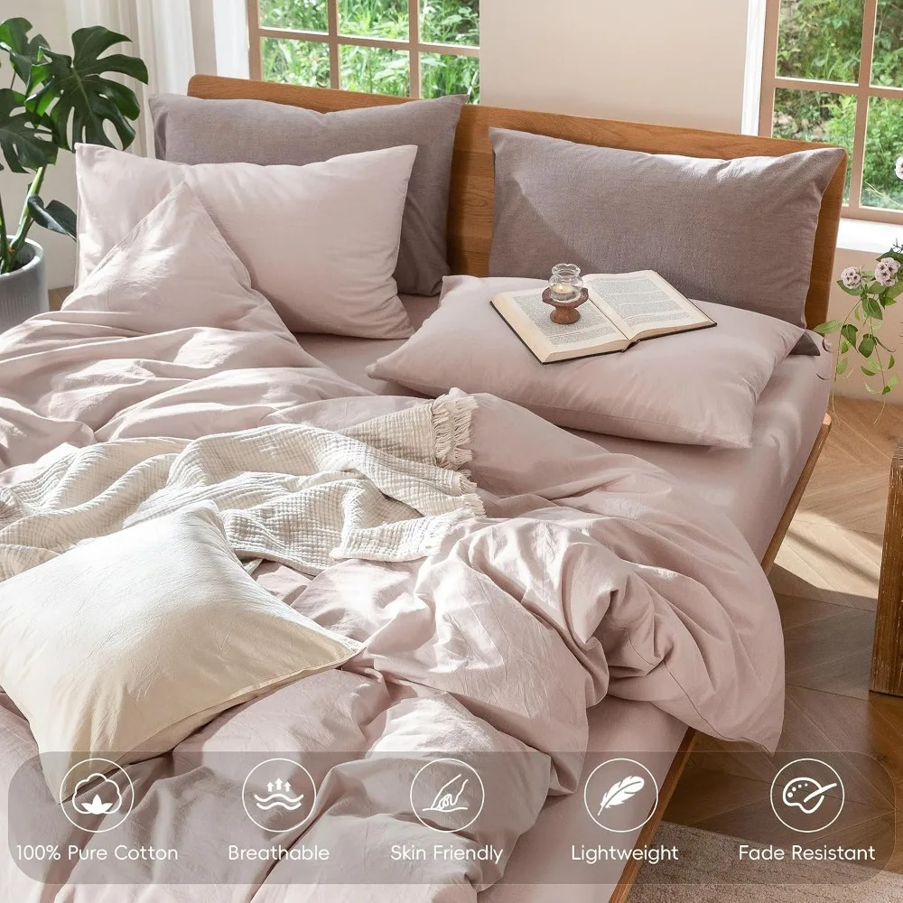 Duvet Cover Set 100% Washed Co - Duvet Cover Sets With Zipper 评论和价格