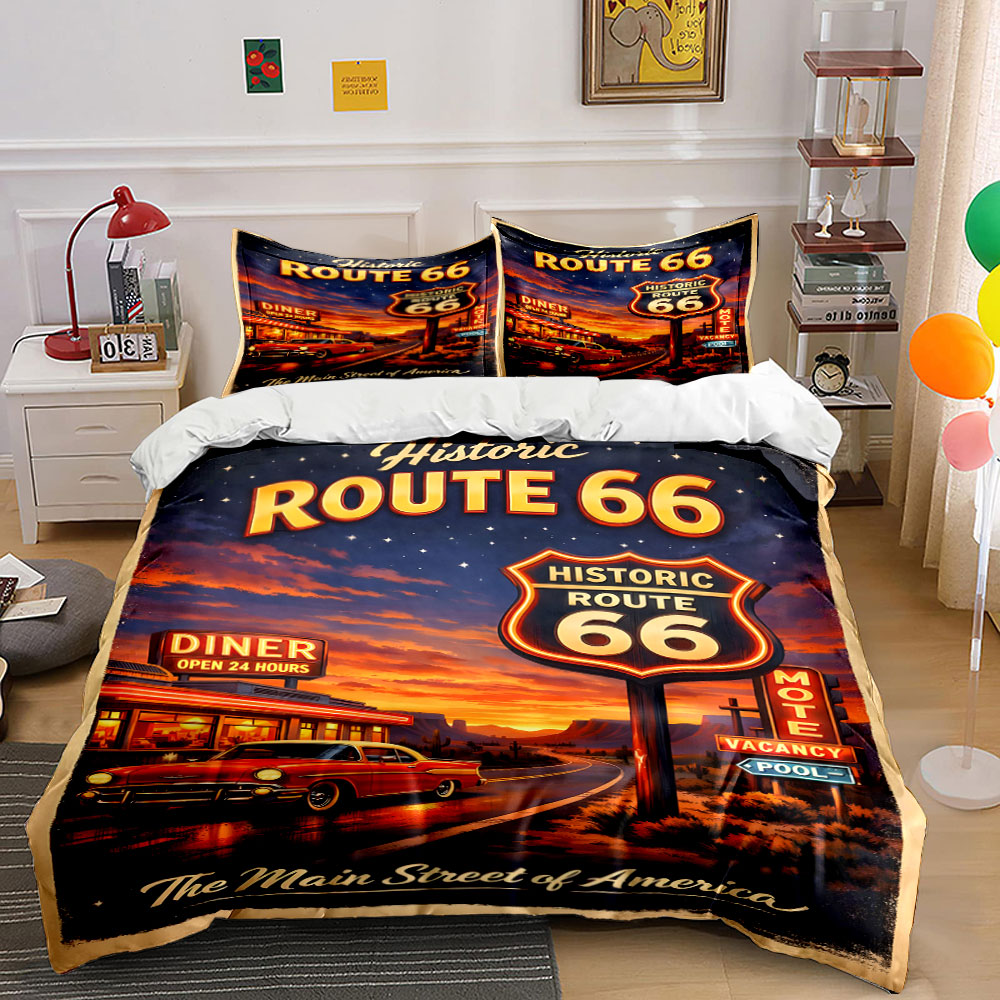 Nostalgic Night on Route 66 Pa - Duvet Cover Sets With Zipper 评论和价格