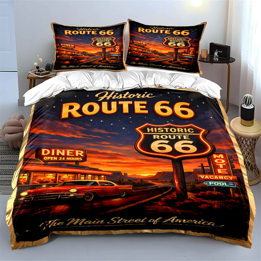 Nostalgic Night on Route 66 Pa - Duvet Cover Sets With Zipper 评论和价格