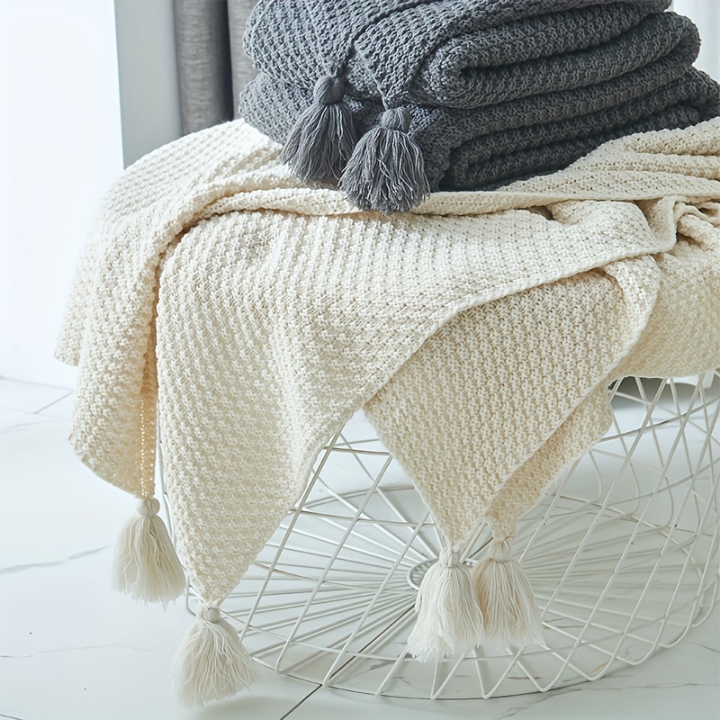 Boho Knitted Throw Blanket Dec - Boho Throw Blanket Fringe 评论和价格
