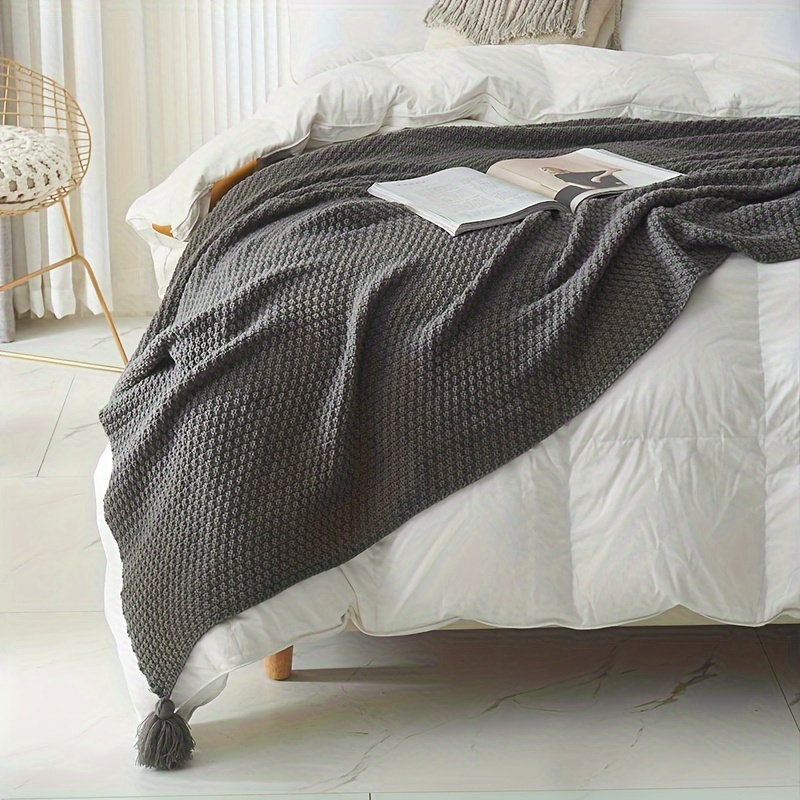 Boho Knitted Throw Blanket Dec - Boho Throw Blanket Fringe 评论和价格