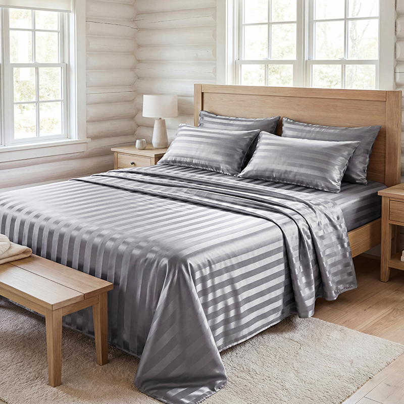 Wrinkle Resistant Striped Sati - Fitted Bed Sheets Deep Pocket 评论和价格