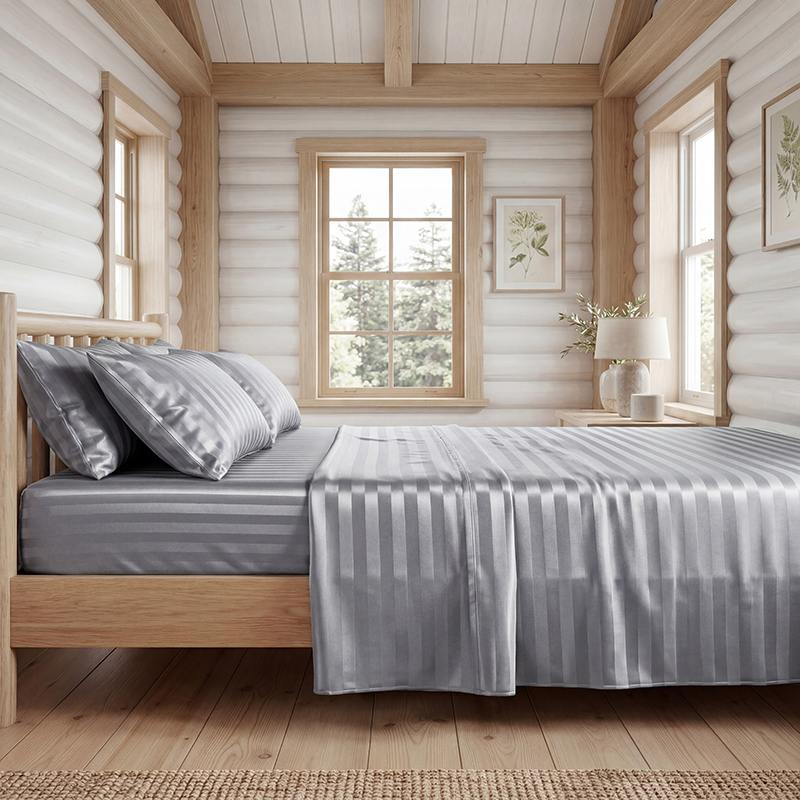 Wrinkle Resistant Striped Sati - Fitted Bed Sheets Deep Pocket 评论和价格