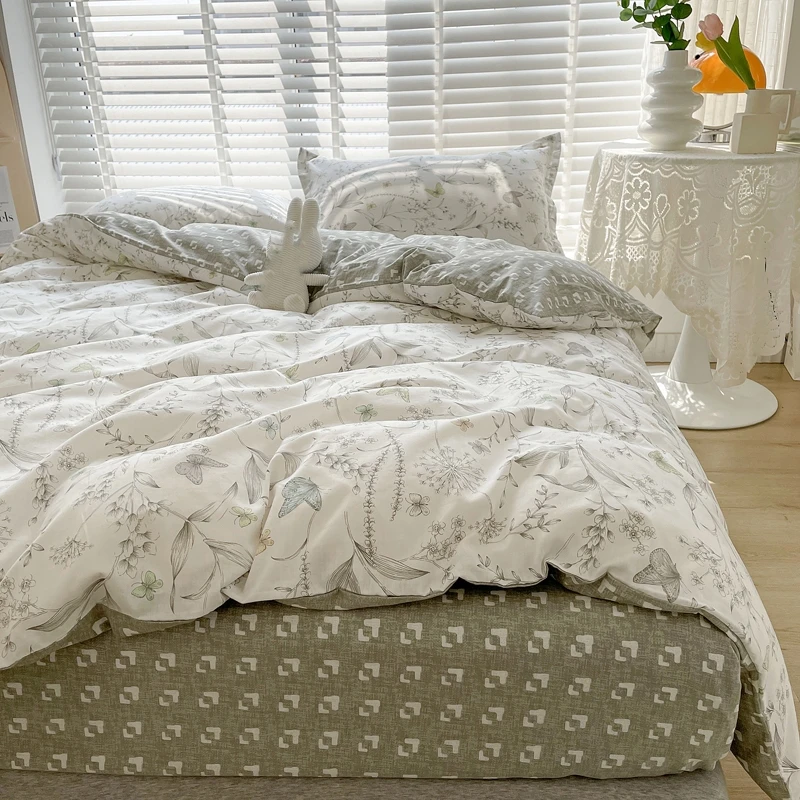 3pcs 100% Cotton Duvet Cover S - Aesthetic Floral Duvet Cover 评论和价格