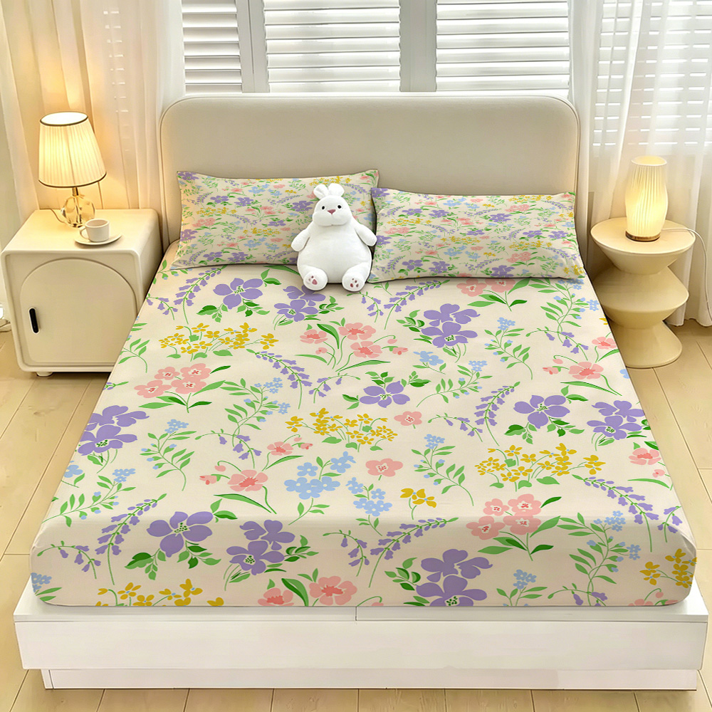 Colorful Flower Fitted Sheet 3 - Fitted Bed Sheets Deep Pocket 评论和价格