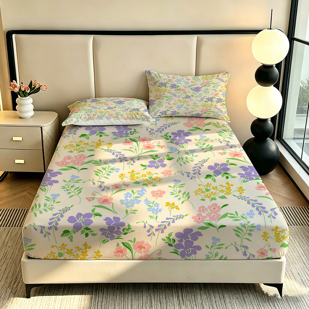 Colorful Flower Fitted Sheet 3 - Fitted Bed Sheets Deep Pocket 评论和价格