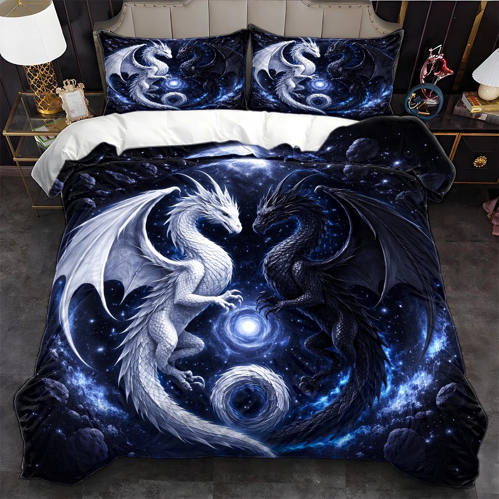 3Pc Starry Sky Dragon Totem Du - Duvet Cover Sets With Zipper 评论和价格