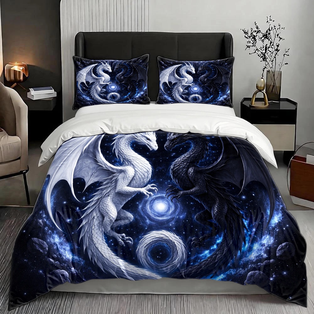 3Pc Starry Sky Dragon Totem Du - Duvet Cover Sets With Zipper 评论和价格