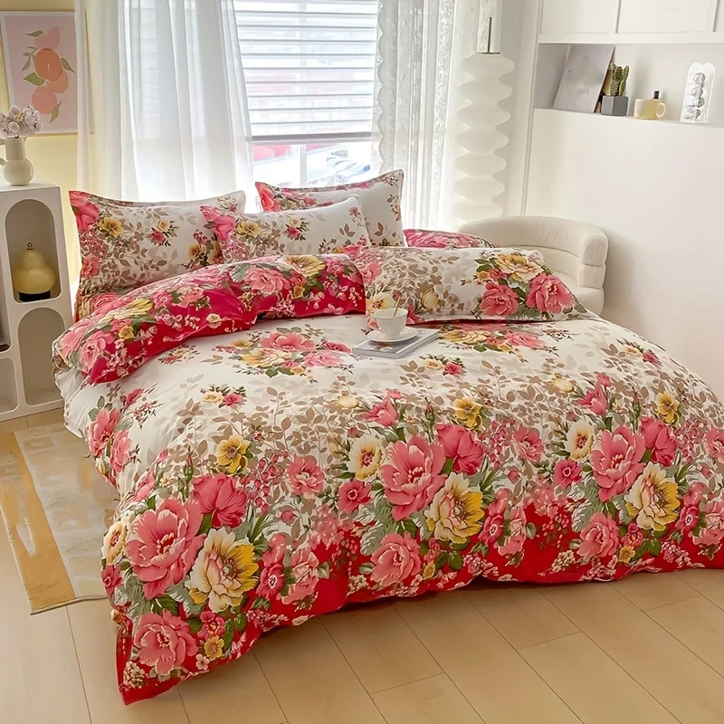 Floral Duvet Cover Set with Zi - Duvet Cover Sets With Zipper 评论和价格