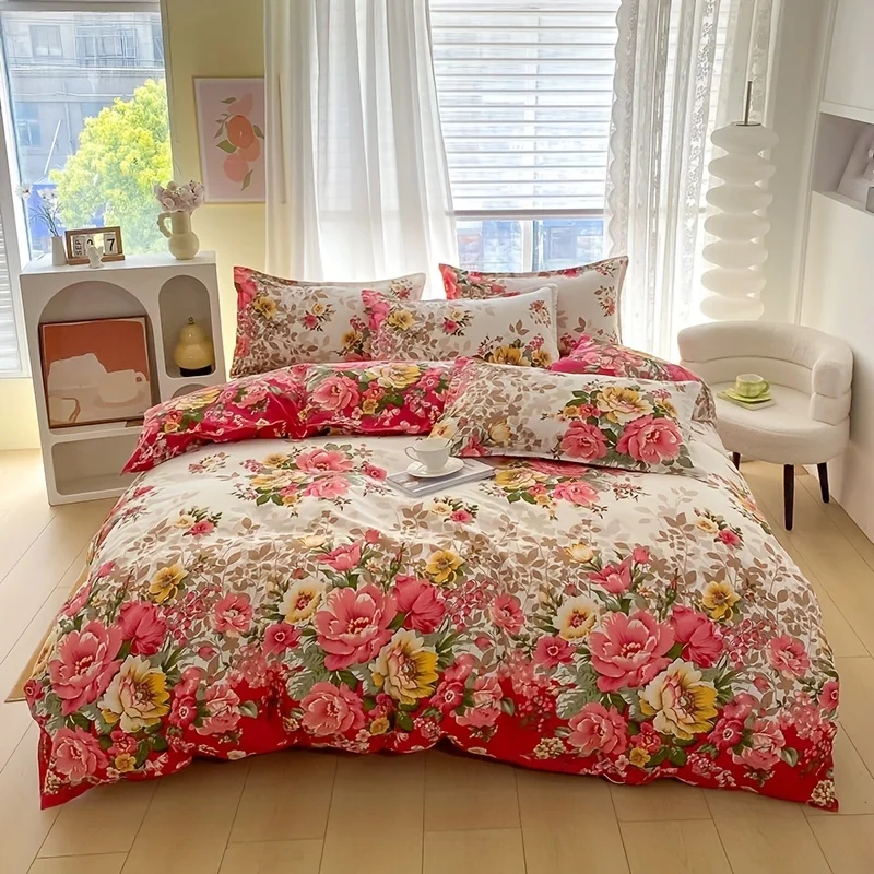Floral Duvet Cover Set with Zi - Duvet Cover Sets With Zipper 评论和价格