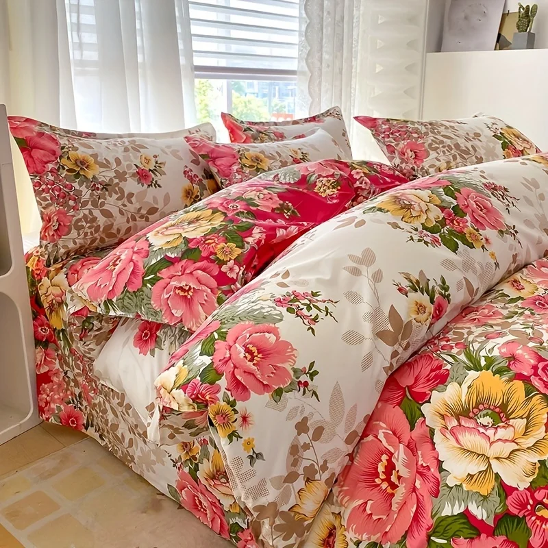 Floral Duvet Cover Set with Zi - Duvet Cover Sets With Zipper 评论和价格