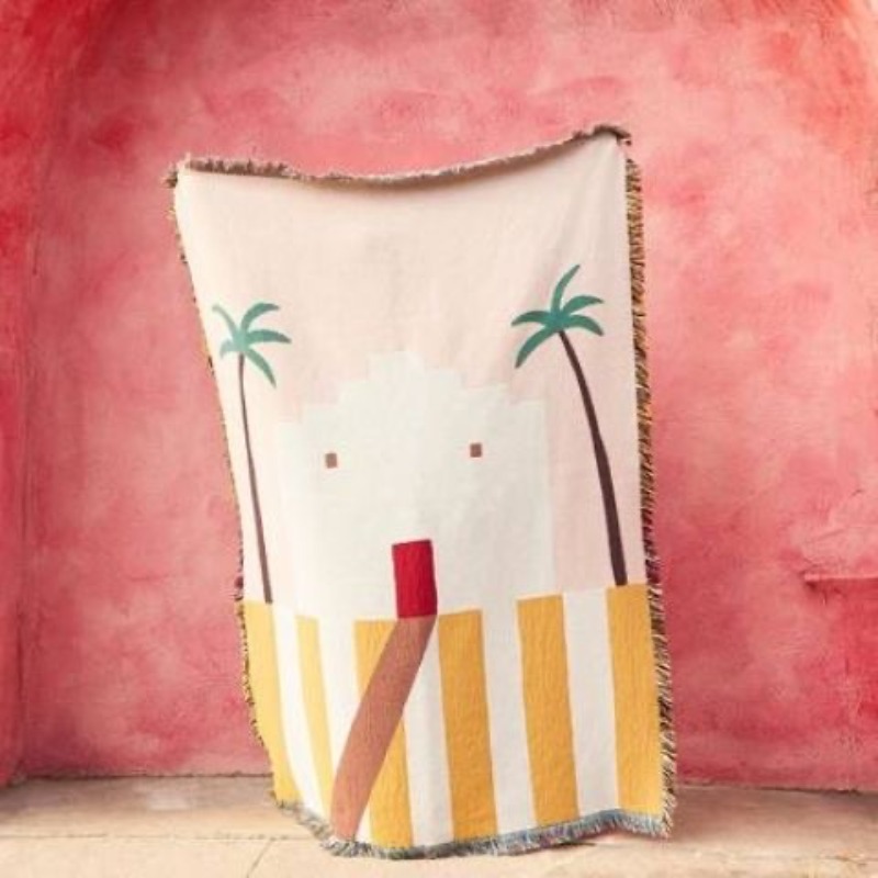 Pastel Pink Desert Adobe Throw - Boho Throw Blanket Fringe 评论和价格