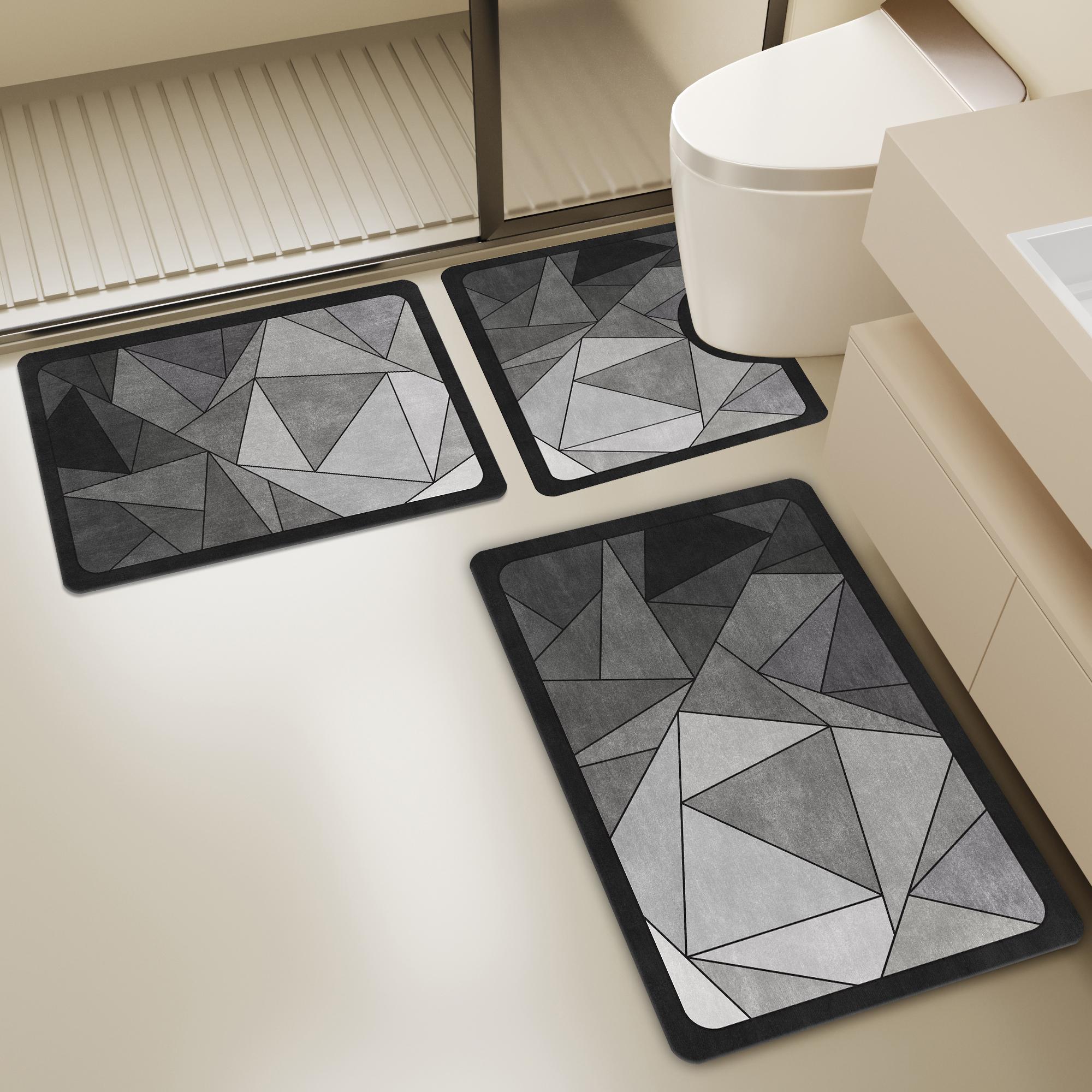 3-Piece Bathroom Mat Set Thick - Quick Dry Diatomite Bath Mat 评论和价格