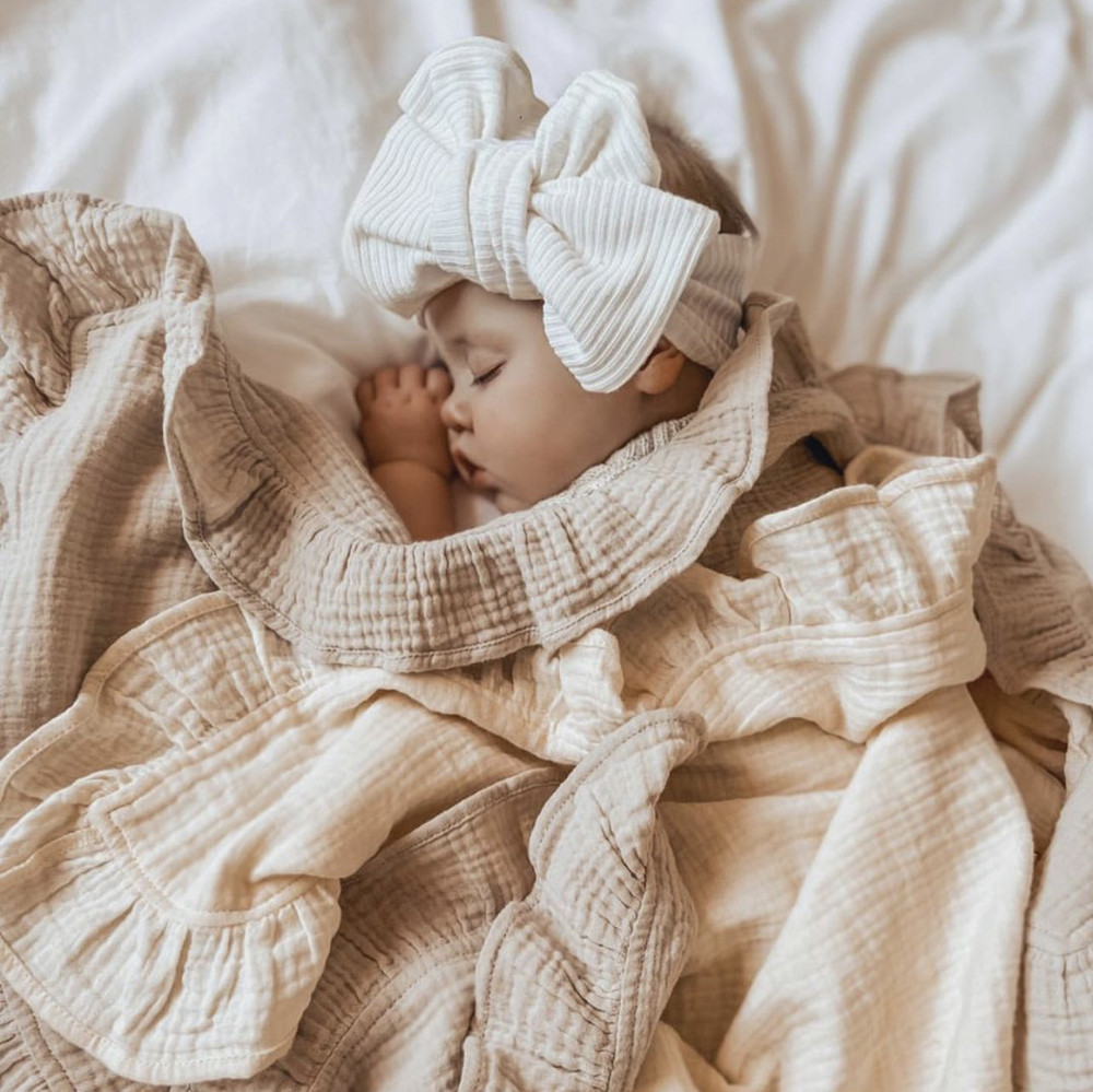 INS Ruffled Muslin Baby Swaddl - Muslin Cotton Bedspread 评论和价格